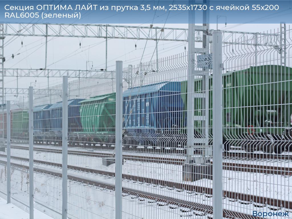 Секция ОПТИМА ЛАЙТ из прутка 3,5 мм, 2535x1730 с ячейкой 55х200 RAL6005 (зеленый), voronezh.doorhan.ru