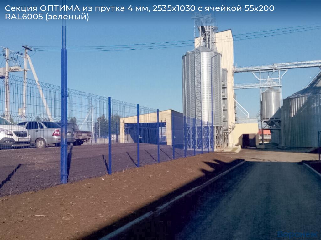 Секция ОПТИМА из прутка 4 мм, 2535x1030 с ячейкой 55х200 RAL6005 (зеленый), voronezh.doorhan.ru